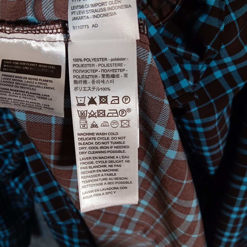 Levi's Flannel Shirt Black Plaid Jasper The Everyday Embroidered Logo Button Up - Picture 13 of 16